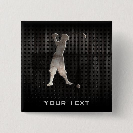 Golfer; Koel Vierkante Button 5,1 Cm (Voorkant)