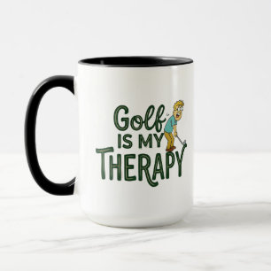 Golfer koffiemok - Golf is mijn therapie Grappige Mok