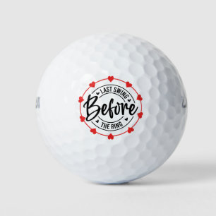 Golfer laatste swing voor de ring vrijgezellenfees golfballen