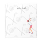 Golfer lady is golf note pad notitieblok (Voorkant)