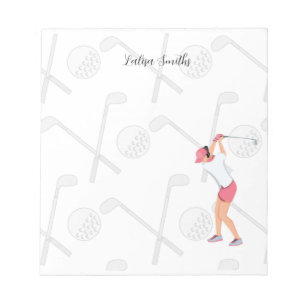 Golfer lady is golf note pad notitieblok