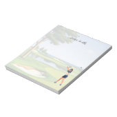 Golfer lady is golf note pad notitieblok (Linkerzijde)