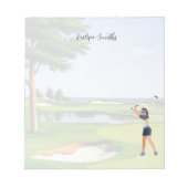Golfer lady is golf note pad notitieblok (Voorkant)