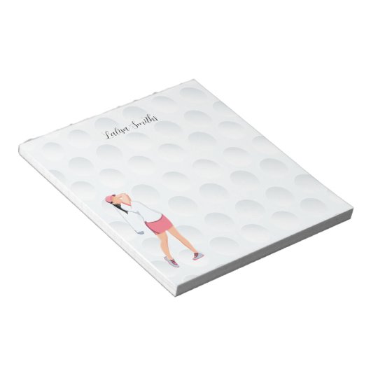 Golfer lady is golf note pad notitieblok (Schuin)