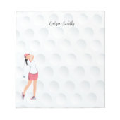 Golfer lady is golf note pad notitieblok (Voorkant)