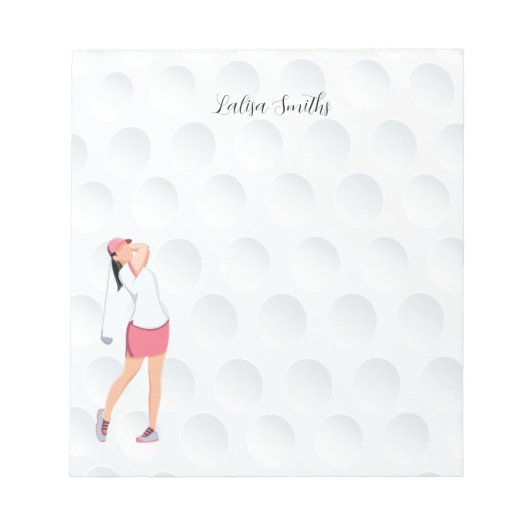 Golfer lady is golf note pad notitieblok (Voorkant)