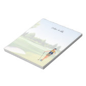 Golfer lady is golf note pad notitieblok (Linkerzijde)