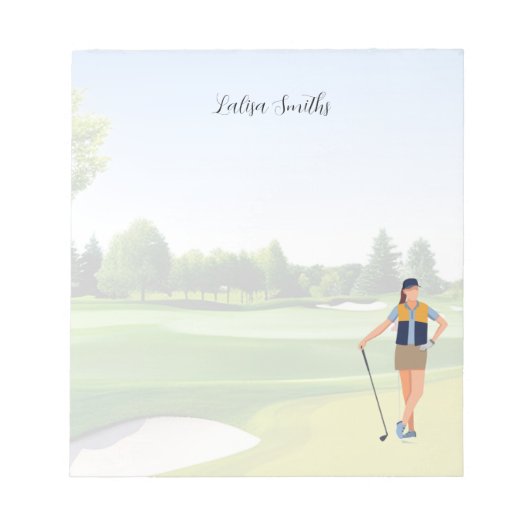 Golfer lady is golf note pad notitieblok (Voorkant)
