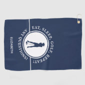 Golfer Lady Silhouette sportblauw voor haar grappi Golfhanddoek (Horizontaal)