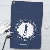 Golfer Lady Silhouette sportblauw voor haar grappi Golfhanddoek