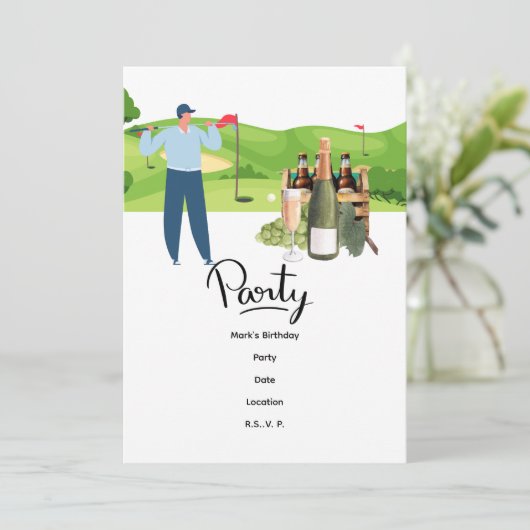 Golfer Let's Par T-shirt for Party Kaart (Staand voorkant)