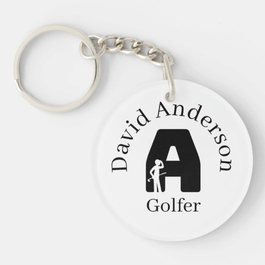 Golfer Letter A Sleutelhanger (Voorkant)