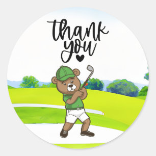 Golfer Leuk Dier met ijzer op golfbaan Ronde Sticker