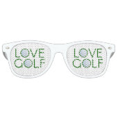 Golfer Love Golf Witte Retro Zonnebril (Voorkant)