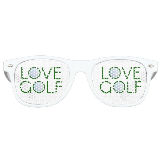 Golfer Love Golf Witte Retro Zonnebril (Voorkant)