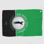 Golfer Male Silhouette Golf Ball Quote Black Green Golfhanddoek (Horizontaal)