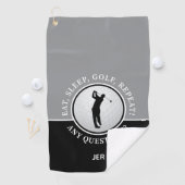 Golfer Male Silhouette Golf Ball Quote Black Grey Golfhanddoek (Insitu)