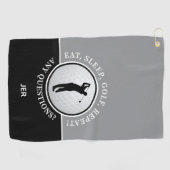 Golfer Male Silhouette Golf Ball Quote Black Grey Golfhanddoek (Horizontaal)