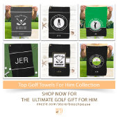 Golfer Male Silhouette Golf Ball Quote Green Black Golfhanddoek