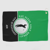 Golfer Male Silhouette Golf Ball Quote Green Black Golfhanddoek (Horizontaal)