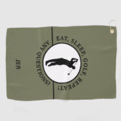 Golfer Male Sports Pro Silhouette Golf Green Black Golfhanddoek (Horizontaal)