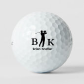 Golfer Man Black Initials - Elegant White Golfballen (Voorkant)