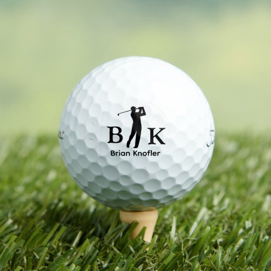 Golfer Man Black Initials - Elegant White Golfballen (Insitu Shirt)