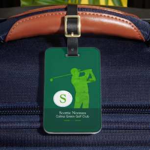 Golfer Man met Golfclub Cool Green Bagagelabel