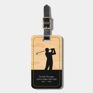 Golfer Man met golfclub hout-achtig Bagagelabel