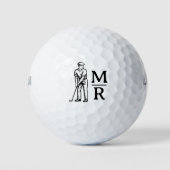 Golfer Man Spelen Golf Monogram Golfballen (Voorkant)