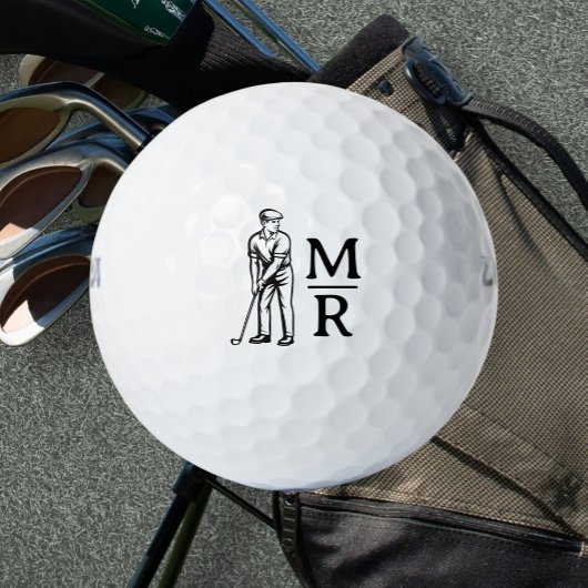 Golfer Man Spelen Golf Monogram Golfballen