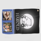 Golfer Mannen Zwart Blauw | Fotocollage Golfhanddoek (Horizontaal)