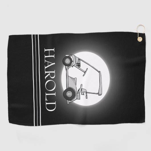 Golfer Mannen Zwart Golfhanddoek (Horizontaal)