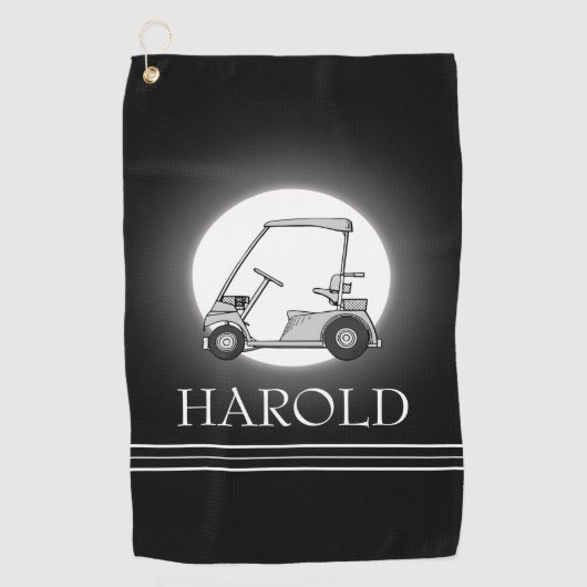 Golfer Mannen Zwart Golfhanddoek (Voorkant)