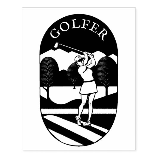 Golfer Maple Wood Stamp Rubberstempel (Afrduk)