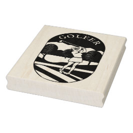 Golfer Maple Wood Stamp Rubberstempel