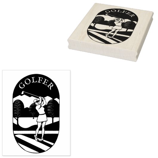 Golfer Maple Wood Stamp Rubberstempel (Gestempeld)