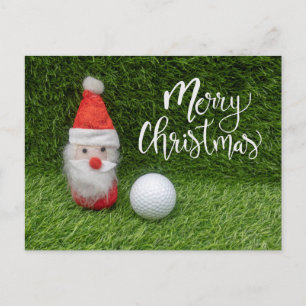 Golfer Merry Kerstmis met kerstman en bal Briefkaart