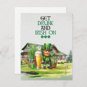 Golfer met Beer & Shamrock St. Patrick's Day Feestdagenkaart (Voorkant / Achterkant)
