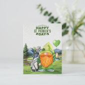 Golfer met Beer & Shamrock St. Patrick's Day Feestdagenkaart (Staand voorkant)