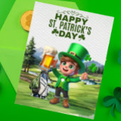 Golfer met Bier & Klaver St. Patrick's Day Feestdagenkaart