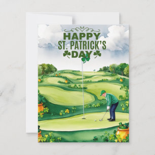 Golfer met Bier & Klaver St. Patrick's Day Feestdagenkaart