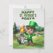 Golfer met Bier & Klaver St. Patrick's Day Feestdagenkaart (Voorkant)