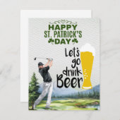 Golfer met Bier & Klaver St. Patrick's Day Feestdagenkaart (Voorkant / Achterkant)