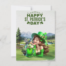 Golfer met Bier & Klaver St. Patrick's Day Feestdagenkaart