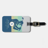 Golfer met Golf Club Elegant Blauw Bagagelabel (Voorkant horizontaal)