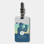 Golfer met Golf Club Elegant Blauw Bagagelabel (Voorkant verticaal)
