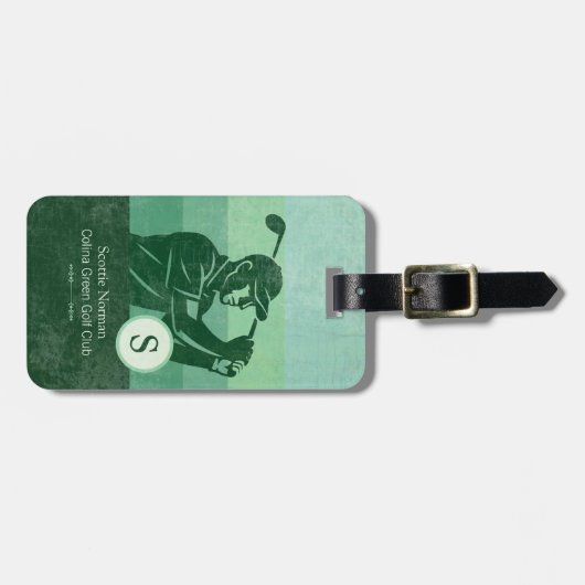 Golfer met Golf Club Elegant Green Bagagelabel (Voorkant horizontaal)
