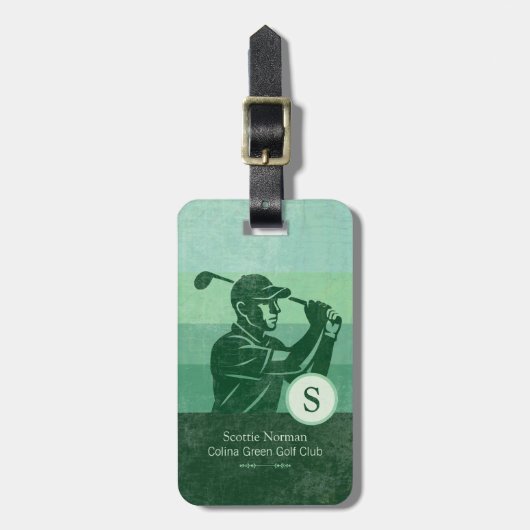 Golfer met Golf Club Elegant Green Bagagelabel (Voorkant verticaal)