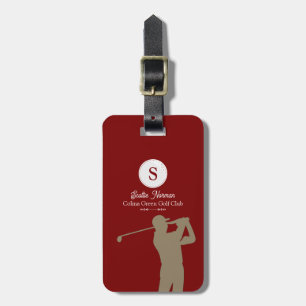 Golfer met Golf Club Elegant Red Bagagelabel